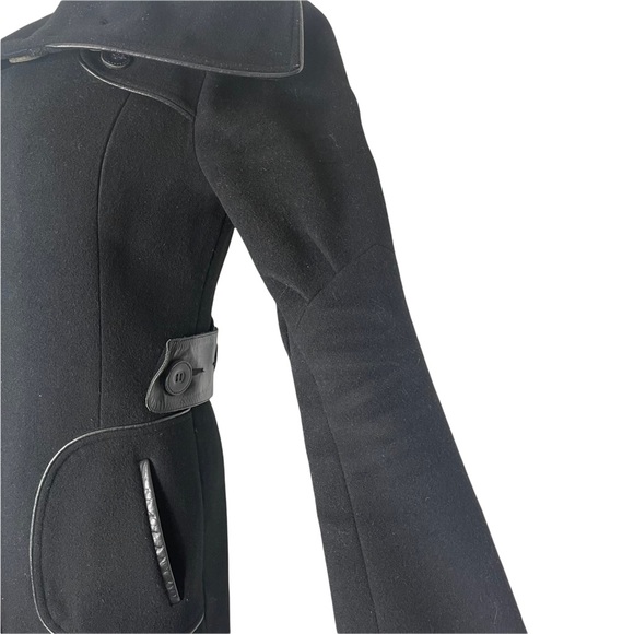 MACKAGE Women's Black Wool Cashmere Blend Collard Button Front Long Pea Coat S - Picture 3 of 12